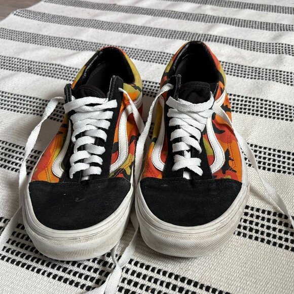 Vans Old Skool Pop Camo Mens 10 Spicy Orange & Black Skateboard Shoes - Picture 4 of 6